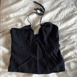 Black Halter Neck Women's Top